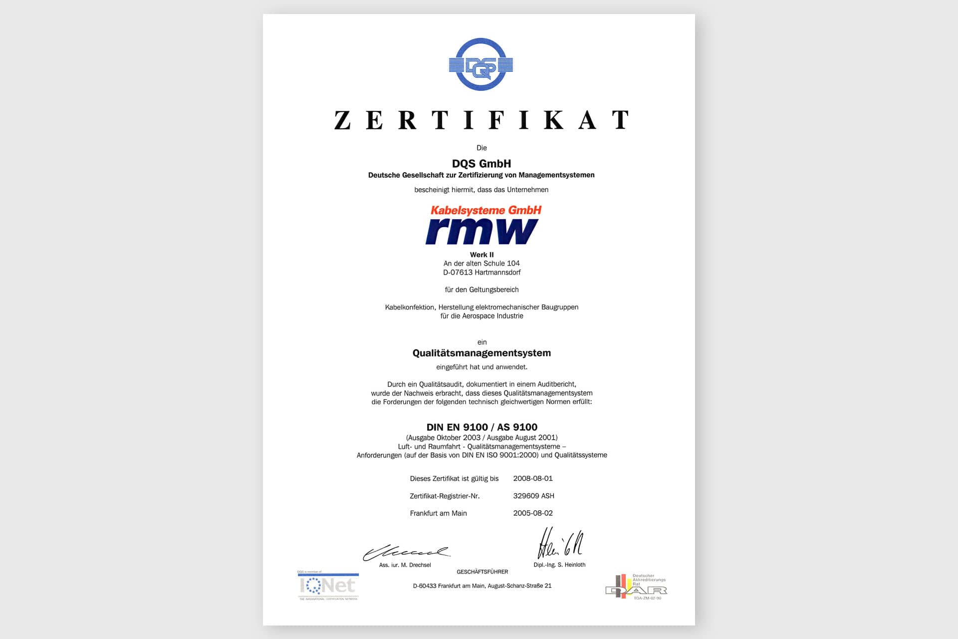 Document DIN EN 9100:2003 Certification